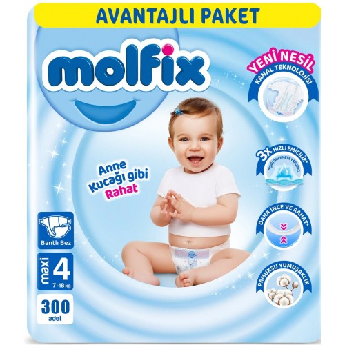 Molfix Bebek Bezi Ultra Fırsat Paketi Maxi 4 No 100 lü x 3 Adet